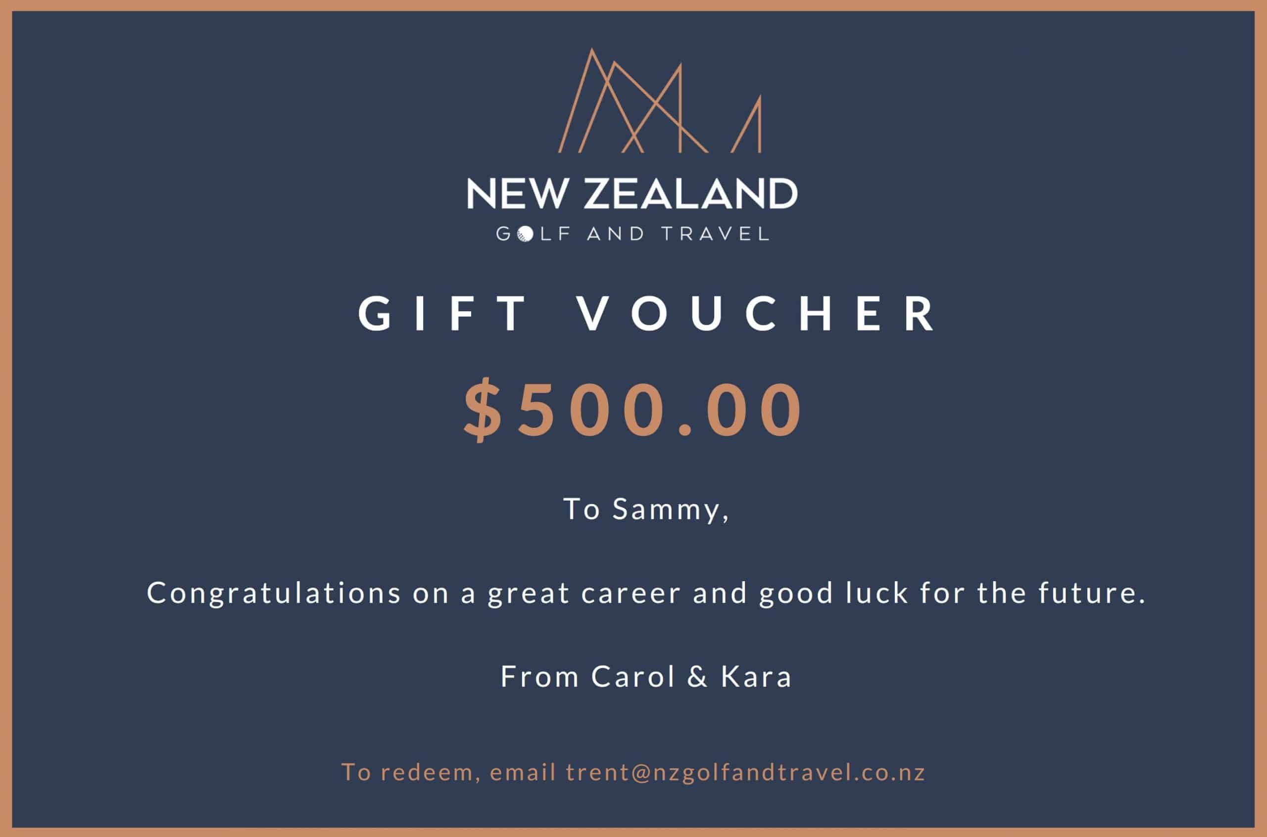 NZ Golf and Travel Gift Voucher